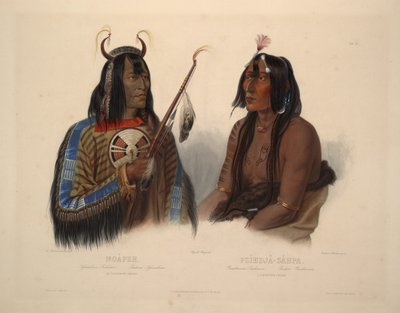 An Assiniboin Indian and a Yanktonan Indian by Karl Bodmer